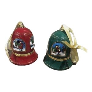 Vintage Mr Christmas Bell Ornaments Trinket Box Red And Green Needs Batteries